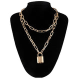 Lianfudai Lock Chain Necklace With A Padlock Pendants For Women Men Punk Jewelry On The Neck Grunge Aesthetic Egirl Eboy Accessories