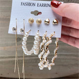 Lianfudai Christmas wishlist Hot Sale Gold Geometric Pearl Drop Earrings for Women New Trendy Circle Earrings Jewelry Female Fashion Statement