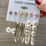 Lianfudai Christmas wishlist Hot Sale Gold Geometric Pearl Drop Earrings for Women New Trendy Circle Earrings Jewelry Female Fashion Statement