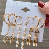 Lianfudai Christmas wishlist Hot Sale Gold Geometric Pearl Drop Earrings for Women New Trendy Circle Earrings Jewelry Female Fashion Statement