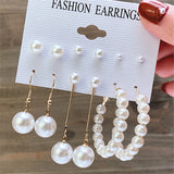 Lianfudai Christmas wishlist Hot Sale Gold Geometric Pearl Drop Earrings for Women New Trendy Circle Earrings Jewelry Female Fashion Statement