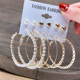 Lianfudai Christmas wishlist Hot Sale Gold Geometric Pearl Drop Earrings for Women New Trendy Circle Earrings Jewelry Female Fashion Statement