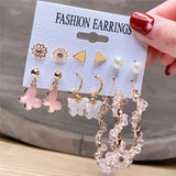 Lianfudai Christmas wishlist Hot Sale Gold Geometric Pearl Drop Earrings for Women New Trendy Circle Earrings Jewelry Female Fashion Statement