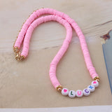 Lianfudai gifts for women DIY Digital Letter Bracelets Boho Name Women Number Handmade Child Bracelet Custom Disc Beads Pulseras