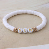 Lianfudai gifts for women DIY Digital Letter Bracelets Boho Name Women Number Handmade Child Bracelet Custom Disc Beads Pulseras