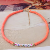 Lianfudai gifts for women DIY Digital Letter Bracelets Boho Name Women Number Handmade Child Bracelet Custom Disc Beads Pulseras