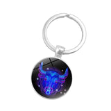Lianfudai 12 Constellation Keychain Fashion Double Side Cabochon Glass Ball Keyring Zodiac Signs Jewelry For Men Women Key Holder Birthday