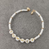 Lianfudai christmas gift ideas valentines day gifts for her Boho Letter White Charm Bracelet Men Women Fashion Strand Gold Name Bracelets For Female Couples Jewelry