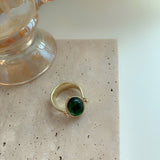 Lianfudai Colorful Vintage Baroque Premium Gold-Plated Crystal Rhinestone Rings French Irregular Geometric Metal Gold Rings for Women