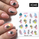 LIANFUDAI  Spring Simple Green Theme Water Decal Sticker Flower Leaf Tree Summer DIY Slider For Manicuring Nail Art Watermarks