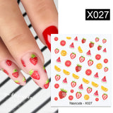 LIANFUDAI  Spring Simple Green Theme Water Decal Sticker Flower Leaf Tree Summer DIY Slider For Manicuring Nail Art Watermarks