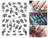 Lianfudai gifts for women  Nail Sticker Snake  Dragon Butterfly Black Multicolor Decals Nail Art Tattoo Slider Water Transfer Letter Nails Art Decoration