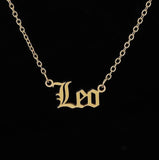 Lianfudai 12 Zodiac Necklace Constellation Pendant Iced Out Rhinestone link Chain Stainless Steel jewelry horoscope jewelry for women