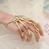 Lianfudai gifts for women Steam Punk Bracelet For Men Gothic Hand Skull Skeleton Elasticity Adjustable Couple Women Bracelet Bangles Jewelry