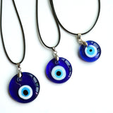 Lianfudai gifts hot sale new Antique 25MM 30MM 35MM Deep Sea Blue Evil Eye Pendant Necklace Turkish Blue Eye Choker Glass Eye Leather Rope Chain Jewelry Gift