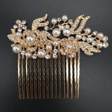 Lianfudai Christmas gifts for her Gold Color Wedding Hair Combs For Women Charm Pearls Crystal Bridal Hair Accessories Birthday Party Headwear Brides Tiara