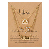 Lianfudai 3Pcs/Set Cardboard Star Zodiac Sign Pendant 12 Constellation Charm Gold Necklace Aries Cancer Leo Scorpio Necklace Jewelry Gifts