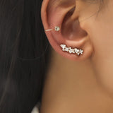 Lianfudai Bohemian NO Piercing Crystal Rhinestone Ear Cuff Wrap Stud Clip Earrings For Women Girl Trendy Earrings Jewelry