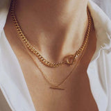 Lianfudai Vintage Multilayer Acrylic Butterfly Choker Necklace Fashion Women Letter Golden Chain Layered Necklace Jewelry Party Gift