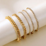 Lianfudai 6 pcs/set Love Heart Infinity Symbol Charm Bracelets for Woman Gold Link Chain Bracelets Hollow Feather Black Beads Braclet Girl