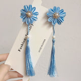 Lianfudai A pair of blue series Chinese style fringed ribbons, children's hairpin, flower headdress, Tang suit, Hanfu accessories, head fl