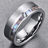Lianfudai Christmas wishlist 8mm Fashion Men Rings Simple Abalone Shell Rings Stainless Steel Classic Jewelry For Men Christmas Gift Anniversary Accessories