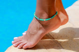 Lianfudai Bohemian Multi Layered Beads Ankle Bracelet for Women Leg Chain Blue Evil Eye Pendant Anklet Summer Beach Foot Jewelry