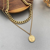 LIANFUDAI Vintage MultiLayer Heart Pendants Necklaces For Women Gold Geometric Punk Necklace New Design Wedding Jewelry Girlfriend Gifts