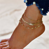 LIANFUDAI Simple Heart Gold Silver Color Anklets For Women Link Chain Beads Anklet Bracelet on Leg Beach Holiday Foot Jewelry