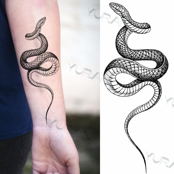 Lianfudai gifts for her Black Large Snake Flower Fake Tattoo Sticker F