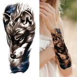 Lianfudai gifts for her Black Forest Tattoo Sticker For Men Women Children Tiger Wolf Death Skull Temporary Tattoo Fake Henna Skeleton King Animal Tatoo