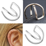 Lianfudai gifts for women  2 Pcs/set Punk Simple Ear Clip Cuff Wrap Earrings For Women Fashion Jewelry Clip-on Earrings Non-piercing Ear Cuff Eardrop