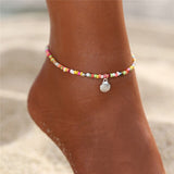 Lianfudai gifts for her Bohemian Colorful Eye Beads Anklets For Women Gold Color Summer Ocean Beach Ankle Bracelet Foot Leg Chain Jewelry NEW