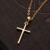 Lianfudai New Year's gifts for women Fashion Simple Cross Necklace Gold Silver Color Crystal Jesus Cross Pendant Necklace For Men Women Couple Jewelry Gift