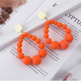 Lianfudai  gifts for her Bohemian Color Bead Hyperbol Earrings For Women  Trend Gradual Acrylic Vintage Hanging Earrings Fashion Female Party Jewelry