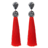 LIANFUDAI Shiny Crystal Tassel Earrings Bohemian Rhinestone Pendant Statement Long Fringe Earrings for Women Fashion Jewelry