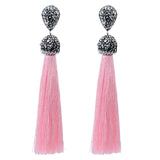 LIANFUDAI Shiny Crystal Tassel Earrings Bohemian Rhinestone Pendant Statement Long Fringe Earrings for Women Fashion Jewelry