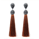 LIANFUDAI Shiny Crystal Tassel Earrings Bohemian Rhinestone Pendant Statement Long Fringe Earrings for Women Fashion Jewelry