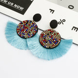 LIANFUDAI Shiny Crystal Tassel Earrings Bohemian Rhinestone Pendant Statement Long Fringe Earrings for Women Fashion Jewelry