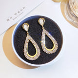 LIANFUDAI Korean New Fashion Rhinestone Hoop Earrings Shine Crystal Hollow Gold Color Round Circle Earring For Women Wedding Jewelry Gift