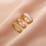 Lianfudai  gifts for her hot sale new  New Gothic Style Three Piece Opening Rings for Woman Fashion Jewelry European and American Wedding Party Sexy Ring