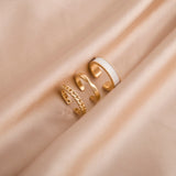 Lianfudai  gifts for her hot sale new  New Gothic Style Three Piece Opening Rings for Woman Fashion Jewelry European and American Wedding Party Sexy Ring