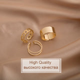 Lianfudai  gifts for her hot sale new  New Gothic Style Three Piece Opening Rings for Woman Fashion Jewelry European and American Wedding Party Sexy Ring