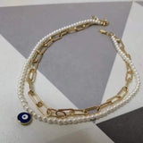 Lianfudai Blue Evil Eye Necklace, Handmade Turkish Glass and 18kt gold filled