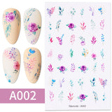 LIANFUDAI Harunouta Black Lines 3D Nail Stickers Spring Summer Lotus Flower Leaf Tree Decals For Manicures DIY Nail Art Decoration