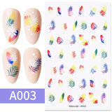 LIANFUDAI Harunouta Black Lines 3D Nail Stickers Spring Summer Lotus Flower Leaf Tree Decals For Manicures DIY Nail Art Decoration