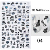 LIANFUDAI Harunouta Black Lines 3D Nail Stickers Spring Summer Lotus Flower Leaf Tree Decals For Manicures DIY Nail Art Decoration