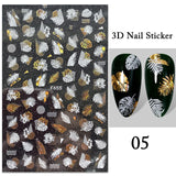 LIANFUDAI Harunouta Black Lines 3D Nail Stickers Spring Summer Lotus Flower Leaf Tree Decals For Manicures DIY Nail Art Decoration