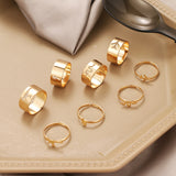 Lianfudai bridal jewelry set for wedding Trendy Gold Airplane Snake Dinosaur Rings For Women Men Lover Couple Rings Set Friendship Wedding Open Rings Jewelry