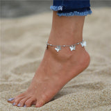 Lianfudai Bohemian Gold Butterfly Anklets For Women Fashion Siilver Color Beads Anklet Summer Beach Ankle Bracelet Foot Chain Jewelry